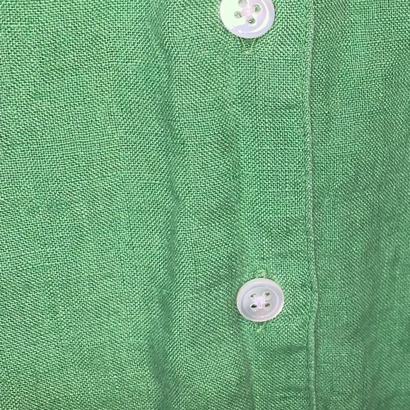 100% Linen Land’s End Lime Green Button Down Shirt Size Women’s XS Small 2/4 - Picture 4 of 6